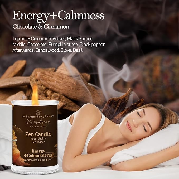 APSARAS Energy+Tranquility Scented Candles, Chocolate Cinnamon Aromatherapy Spring Candle Sets for Women Gift for Bathroom, Jar Non Toxic Soy Candles for Home Scented, 36 Hours Burn Time