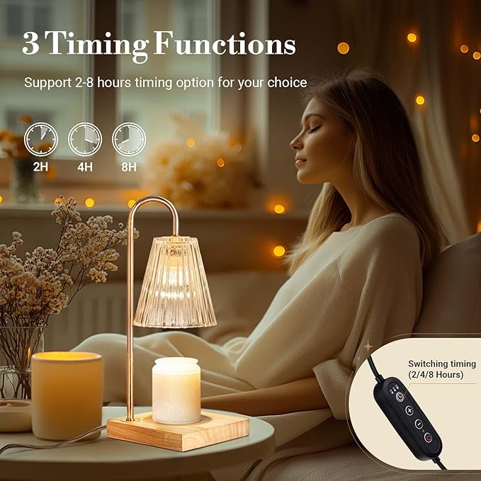 Candle Warmer Lamp with Timer Dimmer, Graduation Gifts for Her, Birthday Gifts for Mom Women Friend Sister, House Warming Gift New Home Decor, Wax Melt Warmer with 2 Bulbs for Jar Candles