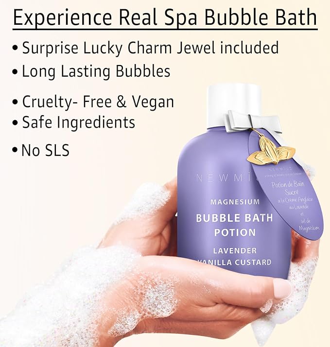 Magnesium Bubble Bath Lavender Vanilla Long Lasting Foaming Bath for Sore Muscles Epsom Salt Moisturizing Relaxing Stress Relief Spa Gift for Women