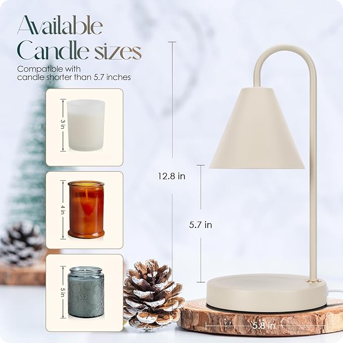Candle Warmer Lamp,Electric Candle Warmer with Dimmable Light,Scented Wax Melter,No Smoke,Compatible with Various Jar,with 2 Light Bulbs,Home Decor-Milk Coffee