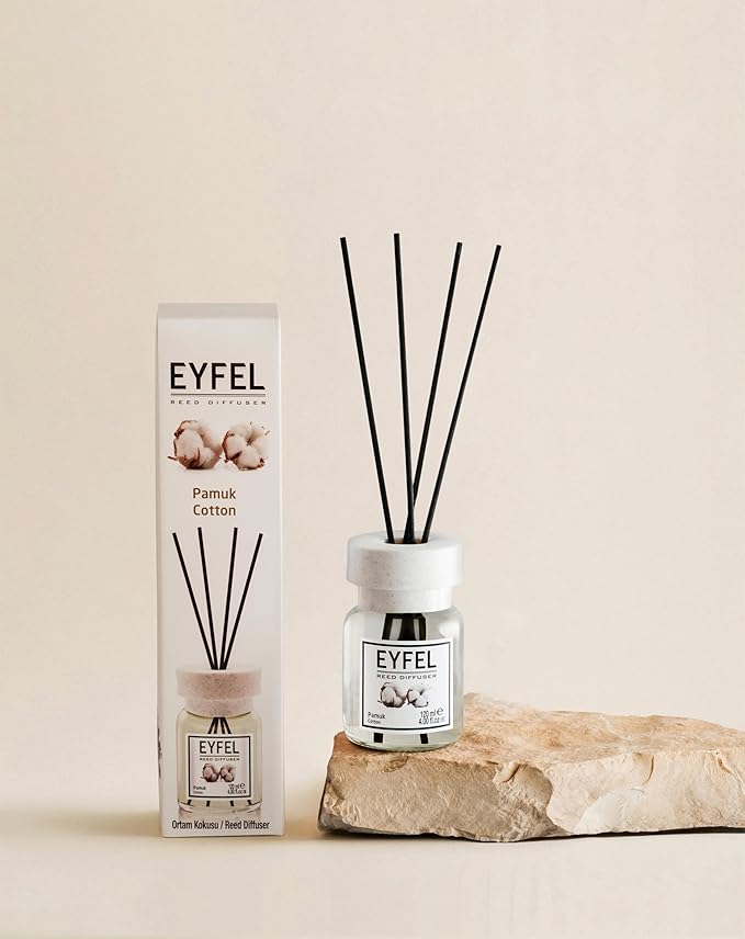 EYFEL Reed Diffusers for Home – Cotton Reed Diffuser Set 4.05 fl oz Oil Diffuser Sticks, Bathroom Diffuser, Home Fragrances, Scented Sticks, Home Décor