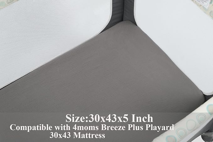 Muslin Square Playard/Playpen Fitted Sheets, Perfect for 36 X 36 Inch Portable Playard Soft 100% Cotton Grey & Navy