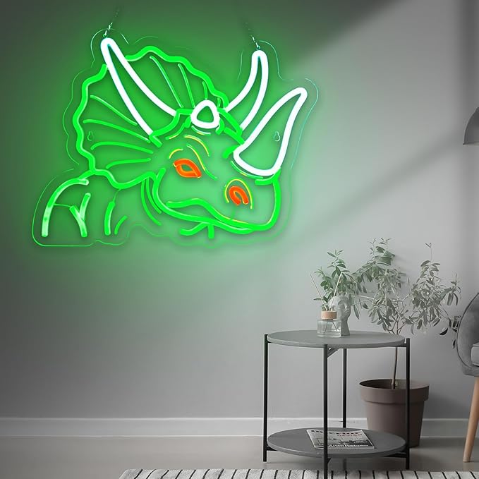 Dinosaur Neon Sign Triceratops Neon Sign for Wall Decor Dino USB Dimmable Neon Light Sign for Boys Girls Room Gameroom Holiday Birthday Christmas Gift