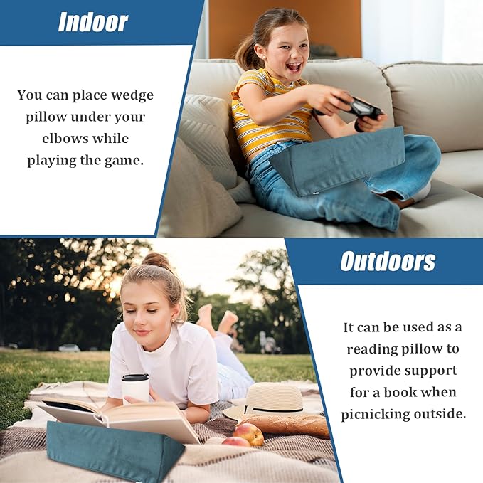 Small Wedge Pillow, Wedge Pillow for Bed Sores, Positioning Pillow, Positioning Wedge, Yoga Wedge Pillow, Mini Wedge Pillow for Laptop, Small Wedge Pillow for Chair (1 Unit, Light Blue)