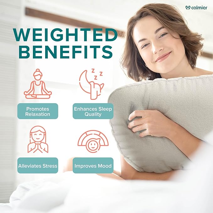 Calmier - Sensory Weighted Pillow - Glass Bead Filled Hug Pillow - Ultra Plush Cozy Weighted Pillows for Adults and Kids - Child Sensory Pillow - Weighted Lap Pad (Tan - Fleece, 12 LBS)