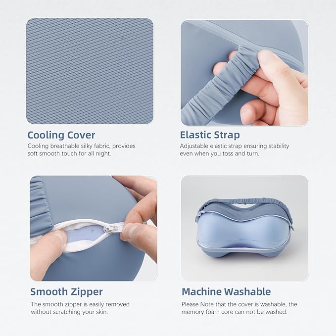 Knee Pillow for Side Sleepers - Memory Foam Pillow Leg Pillow for Side Sleeping - Cooling Knee Pillow for Side Sleepers Hip Pain - Travel Size Side Sleeper Leg Pillow for Relaxing (Blue)