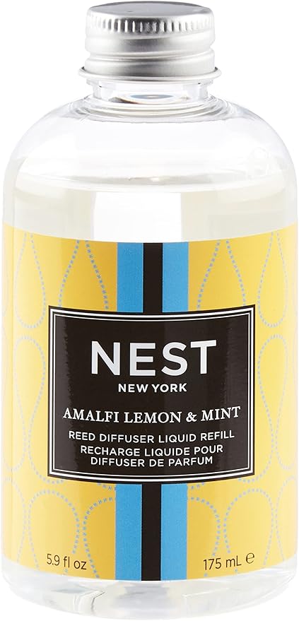 NEST New York Reed Diffuser Liquid Refill, Amalfi Lemon & Mint - 5.9 fl oz - Fragrance for Up to 90 Days - Flame Free