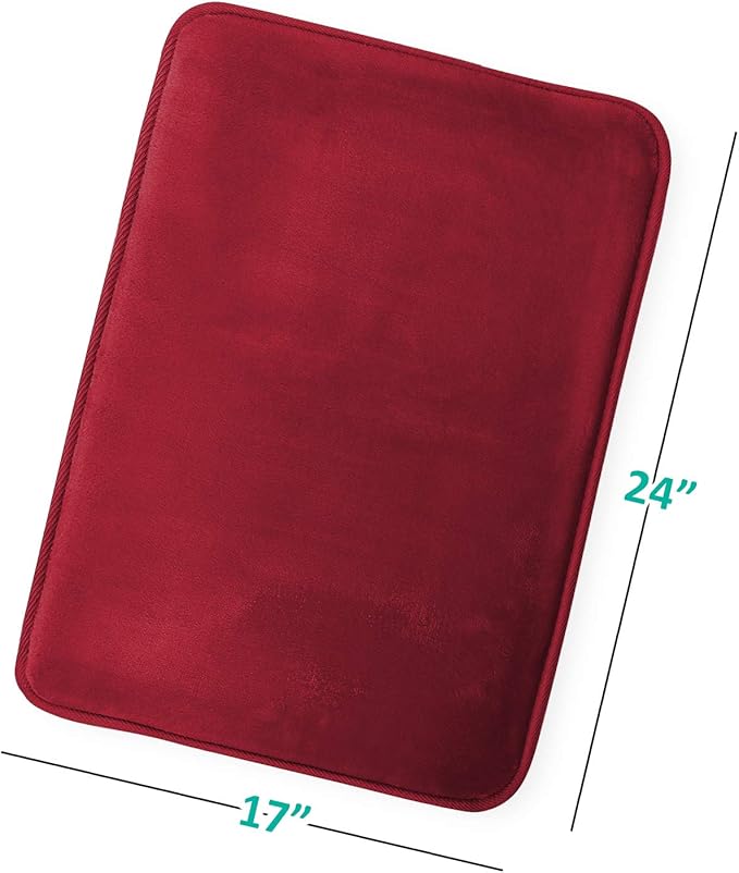 Clara Clark Bathroom Rugs, Velvet Memory Foam Bath Mat, Non-Slip, Machine Washable Bath Rugs - Dries Quickly, Ultra Soft Plush Bath Mats for Bathroom, 17 x 24, Burgundy Red