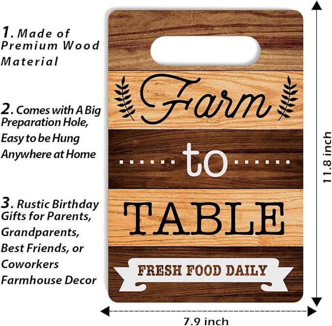 Farmhouse Kitchen Decor, Kitchen Signs Wall Decor, Wall Decor for Kitchen, Kitchen Decorations, Kitchen Door Wall Hanging Decor, Farm to Table Fresh Food Daily Wood Sign 8 x 12 Inch