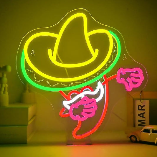 Mexican Neon Sign Cinco De Mayo Led Vintage LED Wall Decor for Bars,Fiesta Party USB-Powered Adjustable Brightness, Neon Sign for 5 De Mayo Mexican Party