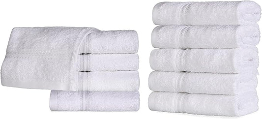 Superior Egyptian Cotton 10-Piece Face Towel Set , Small Towels For Facial, Spa, Quick Dry, Absorbent Towels, Bathroom Accessories, Guest Bath, Home Essentials, Washcloth, Airbnb, White