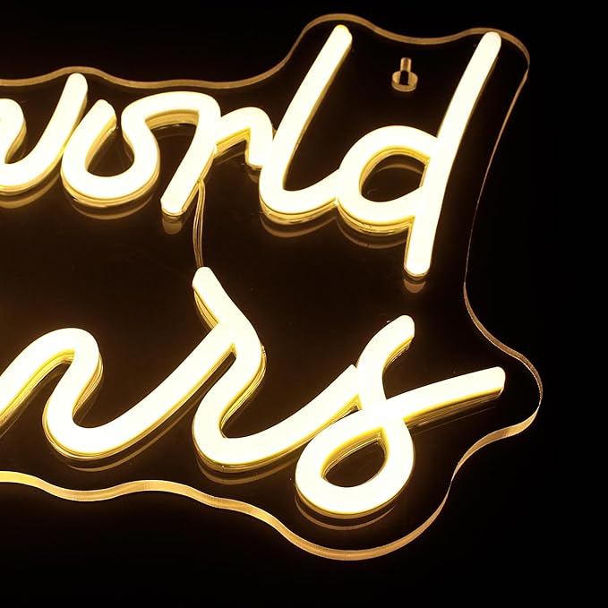 LUCUNSTAR Lucunstar The World Is Yours Neon Signs,Warm White Led Neon Light for Wall Decor,Light Up Sign for Wedding,Engagement,USB Powered Led Neon Signs for Bedroom Decor,Valentines Day Decor