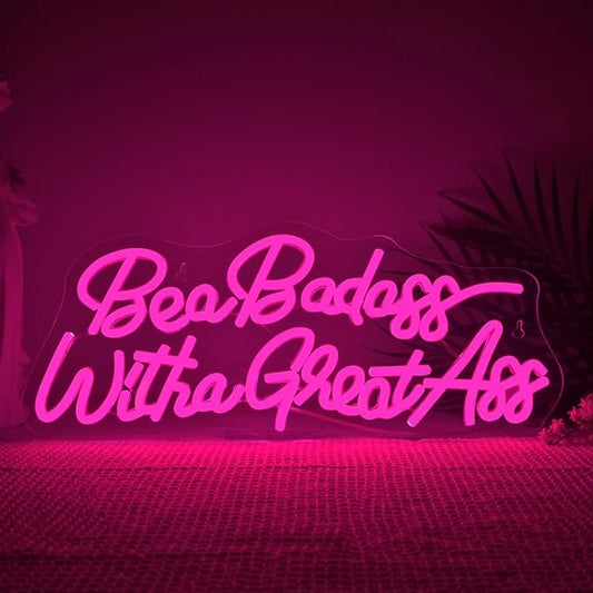 Lucunstar Be a Badass with a Goodass Neon Sign,Pink Powered Led Light,USB Connectivity Led Neon Light with Dimming Switch for Home Wall Decor,Girls Room Decor,Party Room Decor