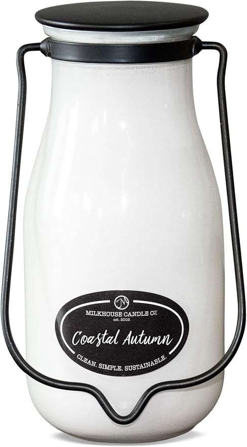 Milkhouse Candle Company, Coastal Autumn, Creamery Collection, Scented Soy Candle: Butter Jar Candle, Milkbottle 14 oz