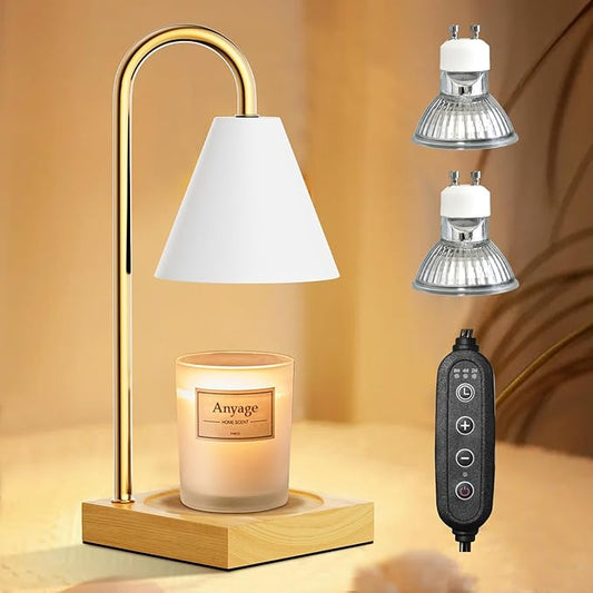 Candle Warmer Lamp, Electric Candle Lamp Warmer, House Warming Gifts New Home Bedroom Decor, Dimmable Wax Melt Warmer for Scented Wax with 2 Bulbs(White)