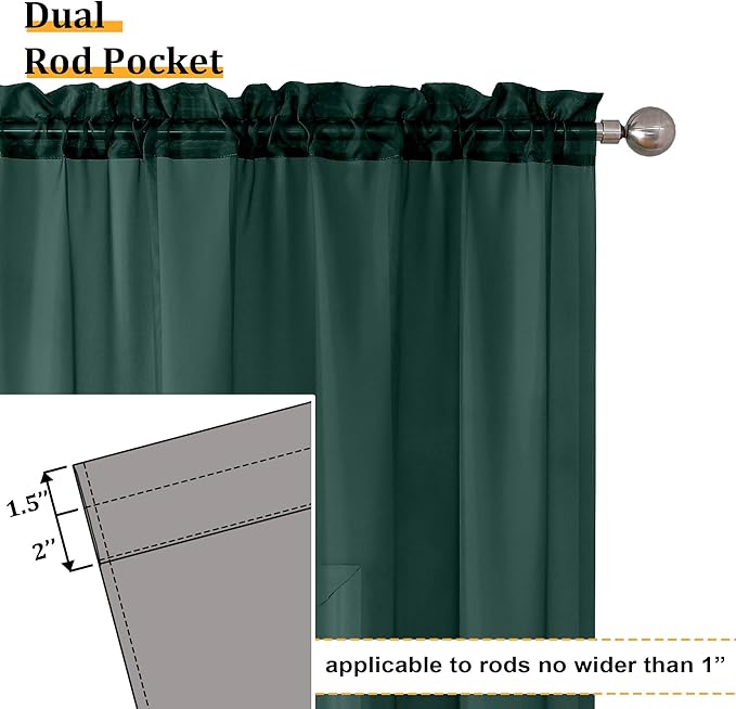 Aiyufeng Hunter Green Sheer Curtain Drapes 90 Inch Length 2 Panels for Living Room, Light Filtering Voile Green Drapes for Bedroom, Patio, Sliding Door, Each 42" W x 90" L
