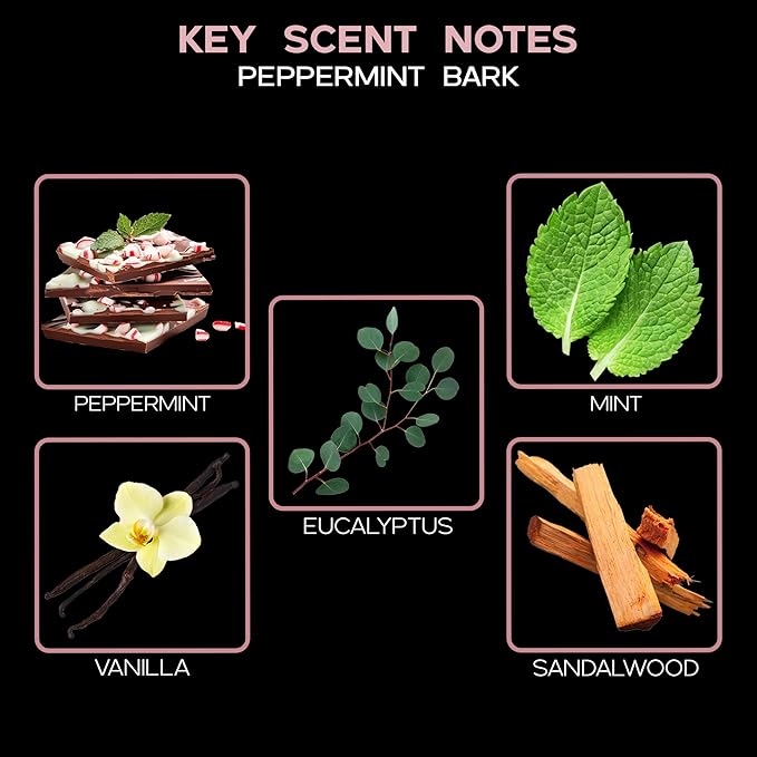 LOVSPA Peppermint Bark Reed Diffuser Set - Holiday Peppermint Candy Cane Scent Diffuser - Reed Diffusers for Home with Long Lasting Fragrance - Non-Toxic Oil Reed Diffuser - Made in The USA