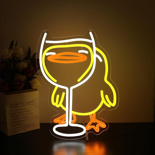 Neon Sign, HSJNJKFU Duck Neon Signs for Wall Decor LED Neon Light for Room Party Decor Beer Bar Signs for Man Cave - LED Neon USB Powered