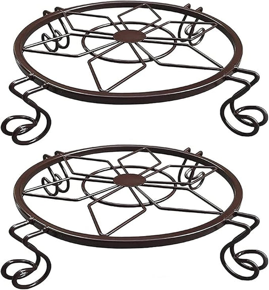 Flower Pot Stand Heavy Duty 2 Pack Planter Holder Indoor Outdoor Home & Garden Decor(Champagne)