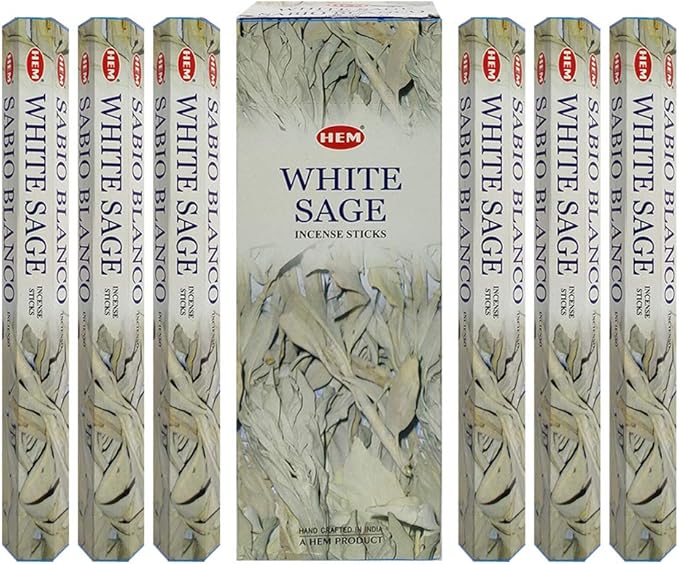 Trumiri Incense Stick Holder Bundle with Hem White Sage 20g Incense Sticks - Pack of 6 (Approx 120 Sticks)