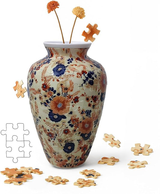 3D Puzzle Vase Unique Flower Vase for Adults Made by 120 Curved Plastic Puzzle Pieces, Vases for Flower Home Creative Gift for Parents & Housewarming