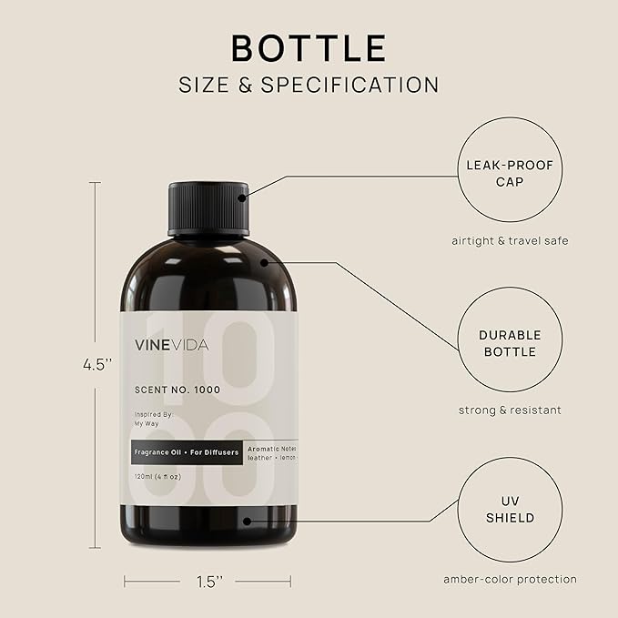 VINEVIDA [4 Fl Oz] Scent NO. 1000 Inspired by My Way Fragrance Oil for Cold Air Diffuser, Hotel Fragrance Diffuser Oil, Hotel Scent - Home Luxury Scents