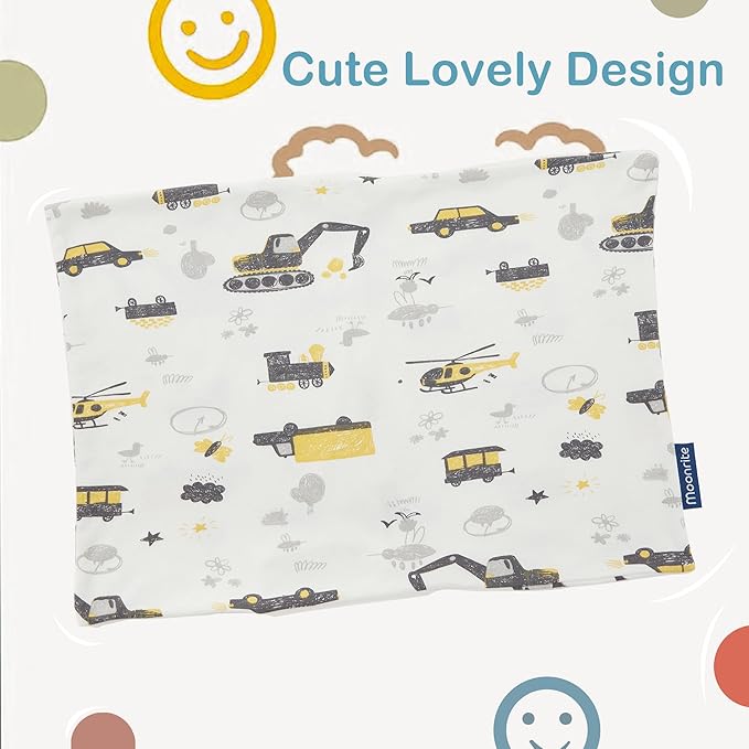 Moonrite 13Ã18 Toddler Pillow with Pillowcase,100% Cotton Toddler Pillows for Sleeping,Soft Breathable Washable Small Toddler&Kid Pillow for Bed,Mini pillow,Better Naps at Preschool