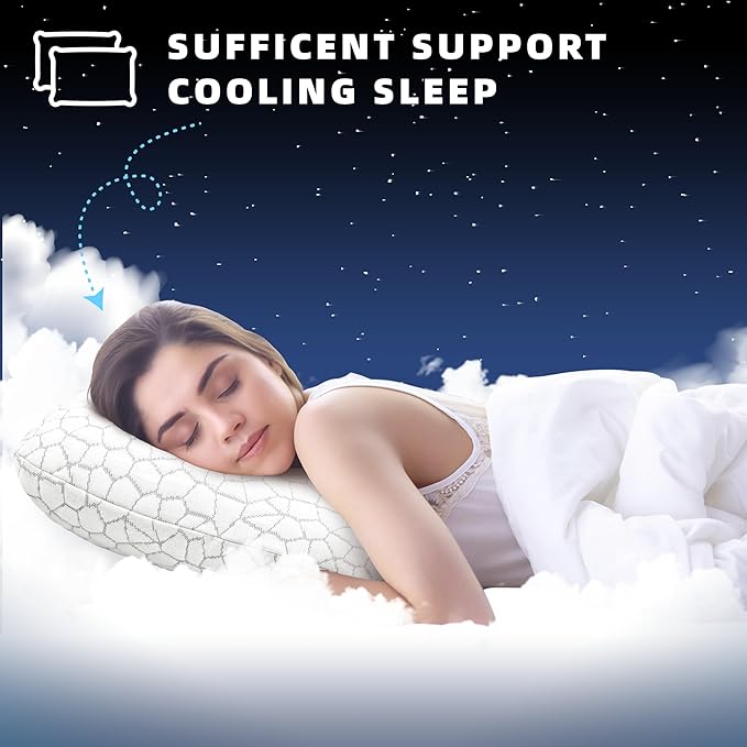 Cooling Memory Foam Pillows Foam Pillow Gel Memory Foam Pillow Bed Pillow for Sleeping Standard Size White