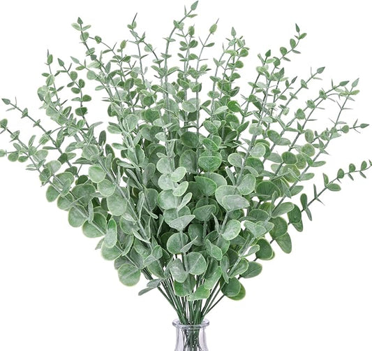 CEWOR 36pcs Eucalyptus Stems Decor 14.1 Inch Artificial Eucalyptus Leaves Fake Greenery Branches for Wedding Centerpiece Flower Floral Arrangement Farmhouse Spring Home Decoration