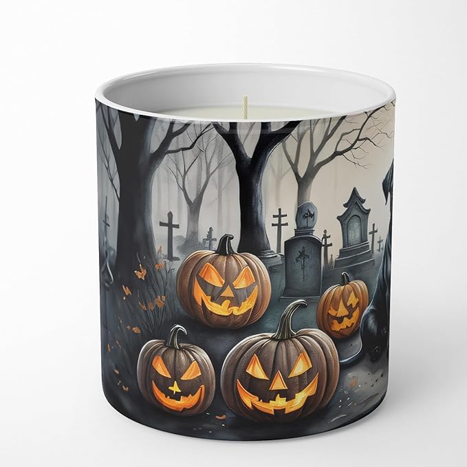 Caroline's Treasures DAC2065CDL Black Pug Spooky Halloween Decorative Soy Candle Nature Soy Wax Essential Oil Home Decor Ideal for Bedroom Kitchen Bath Office Gift, 10 oz