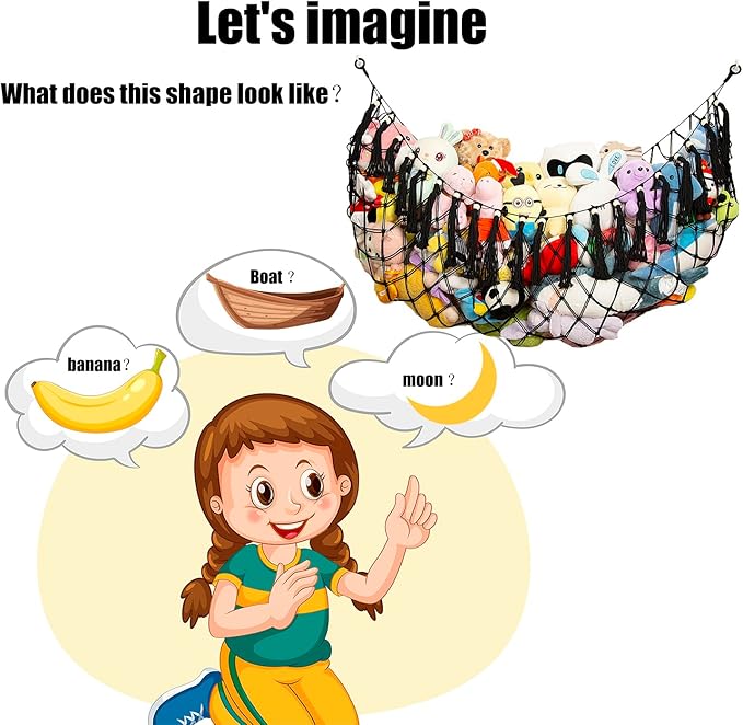 Stuffed Animal Hammock Corner Hanging Net Plush Toy Organizer Macrame Stuffed Animal Storage Display for Teddy Net Corner Toy Net for Bedroom-Black