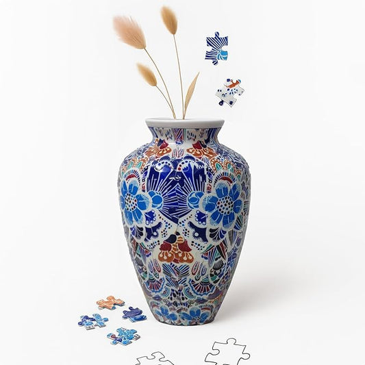 3D Puzzle Vase Unique Flower Vase for Adults Made by 120 Curved Plastic Puzzle Pieces, Vases for Flower Home Creative Gift for Parents & Housewarming