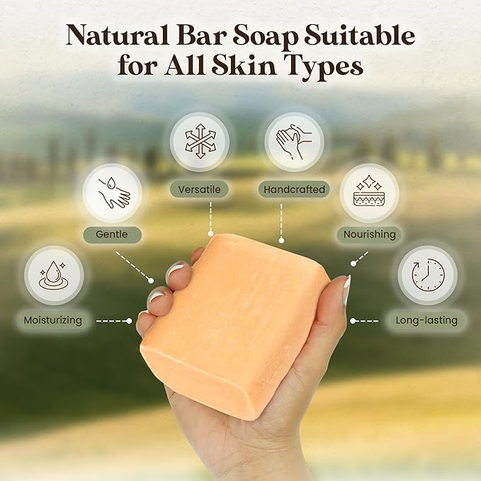 Amish Farms Bar Soap w/All Natural Bentonite Clay (6 Bars) Made in USA, Vegan Moisturizing for Sensitive Skin | Women & Mens Face & Body Bar Bath Soap for Shower | Clean Scent | 5 Ounce Each