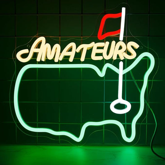 Amateurs Neon Sign, Golf Neon Signs for Wall Decor, Dimmable Led Signs for Bedroom, Light Up Signs for Golf Club Sports Bar Business Man Cave Party Decorations