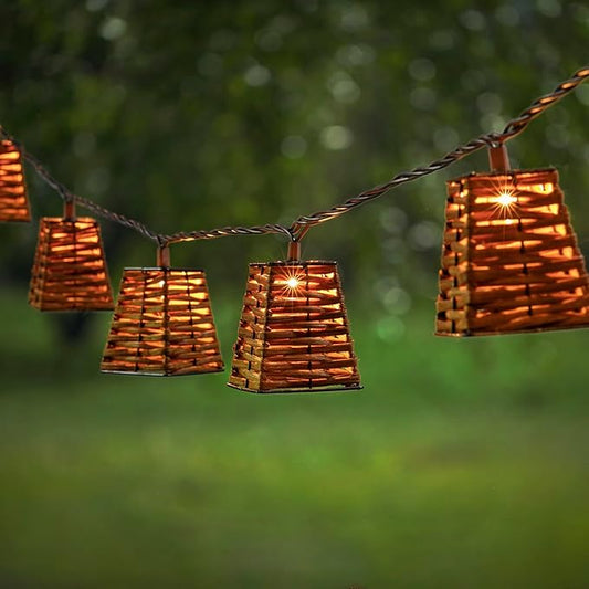 Outdoor-String-Lights-Waterproof, Boho String Lights for Patio, Garden, Porch, Balcony, Gazebo Decorative (Rattan)