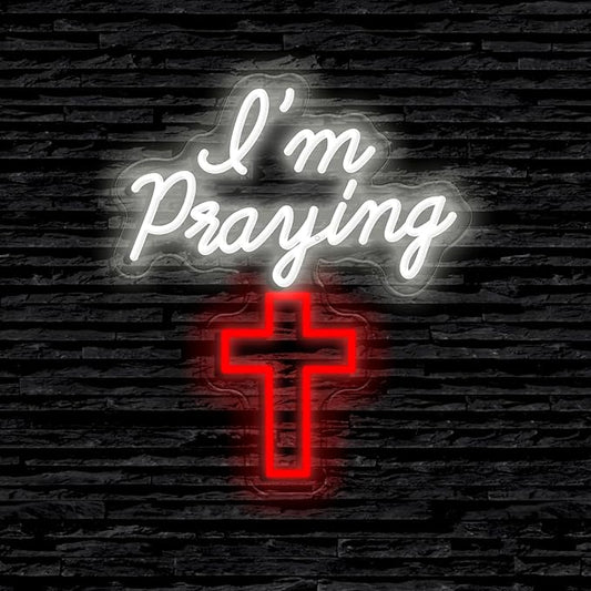 Ao Yee ZGLI’d Rather Be Golfing/Skiing/Basketball/Football/Baseball Neon Sign For Wall Decor Sport Neon Light USB Powered Light Up For Club Bedroom Man Cave Bar Dormitory Gift For Him Her (Light - praying)