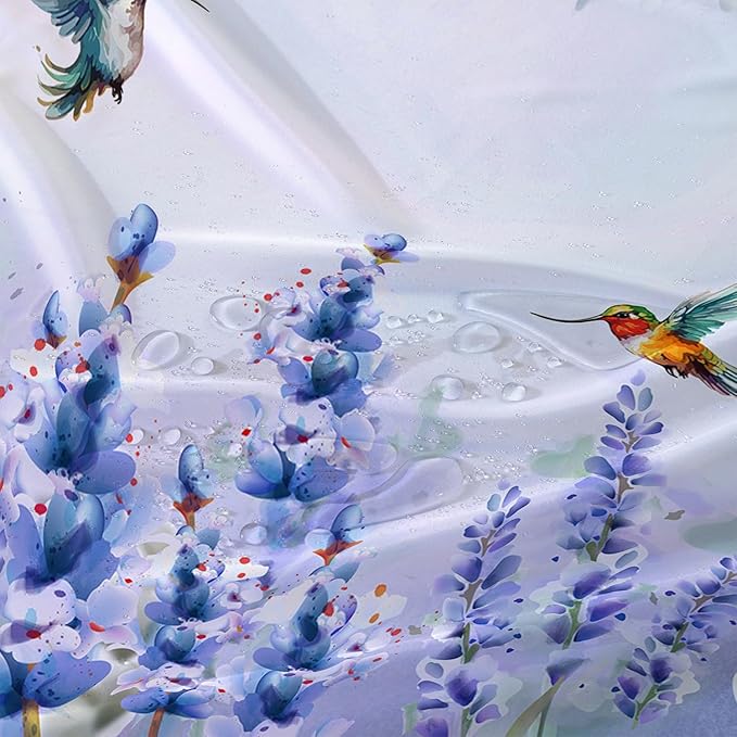 AILONEN Waterproof Floral Shower Curtain for Bathroom,Purple Blue Botanical Wisteria Lavender Flowers Shower Curtain,Watercolor Floral Decor Bathroom Polyester with Grommets and Hooks 72" W*72" H