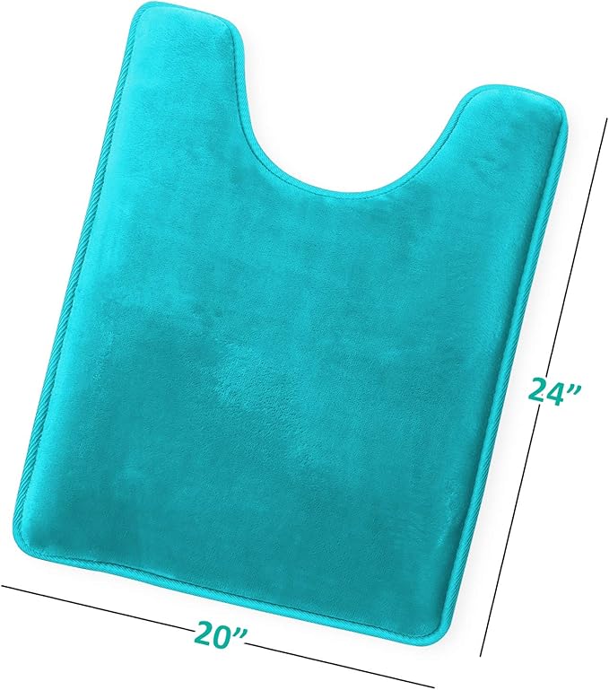 Clara Clark Bathroom Rugs, Velvet Memory Foam Bath Mat, Non-Slip, Machine Washable Bath Rugs - Dries Quickly, Ultra Soft Plush Bath Mats for Bathroom, 20 x 24, Teal Blue