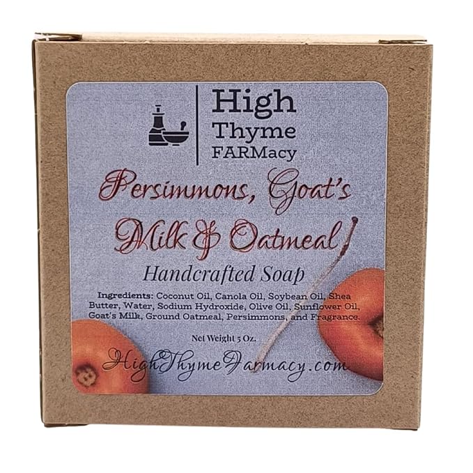 Persimmons, Goat's Milk & Oatmeal Soap - 5 Ounce Handcrafted Goat Milk Soap Bar - Persimmon Soap - Goats Milk Soap - Persimmon Goat's Milk Soap - Goats Milk Soap Bar - Exfoliating Bar Soap