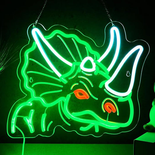 Dinosaur Neon Sign Triceratops Neon Sign for Wall Decor Dino USB Dimmable Neon Light Sign for Boys Girls Room Gameroom Holiday Birthday Christmas Gift