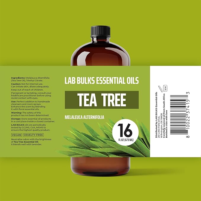 Tea Tree Essential Oil 16 oz Big Bottle for Diffuser, Face, Hair, Aromatherapy, and Tea Tree Spray (473 ml)