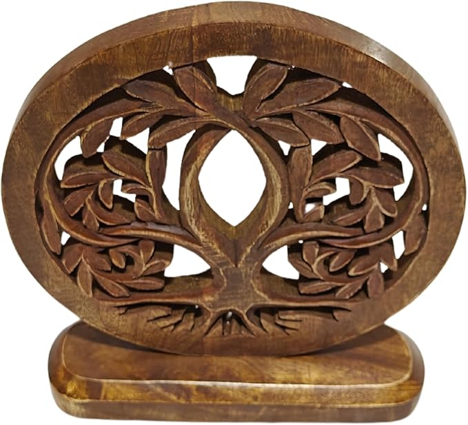 VANIYA CRAFTS® Wooden Carved Handmade Engraved Table Decor Tree Shape Table Sculpture Home Decor Statue for Living Room, Bedroom, Office Desktop, Cabinets