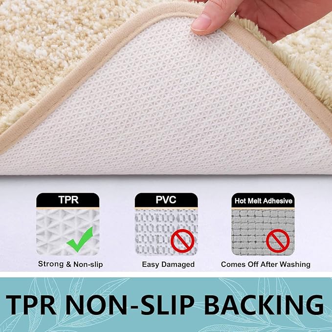 Arotive Microfiber Bathroom Rugs, Shaggy Soft and Absorbent Bath Rug, Non-Slip, Thick Plush Machine Washable Dry Bath Mats for Bathroom, Tub and Shower, 47x24, Camel