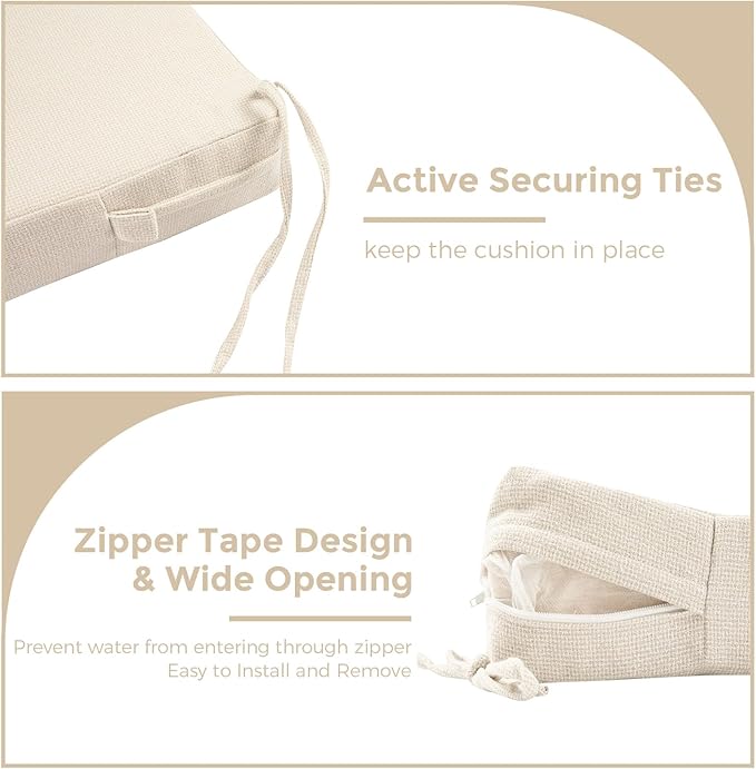 Patio Bench Cushion Covers for Outdoor Furniture with Ties,Water Resistant Loveseat/Settee Cushion Slipcover 54x18x3 Inch for Swing Porch Garden(Replacement Cover Only)-Cream