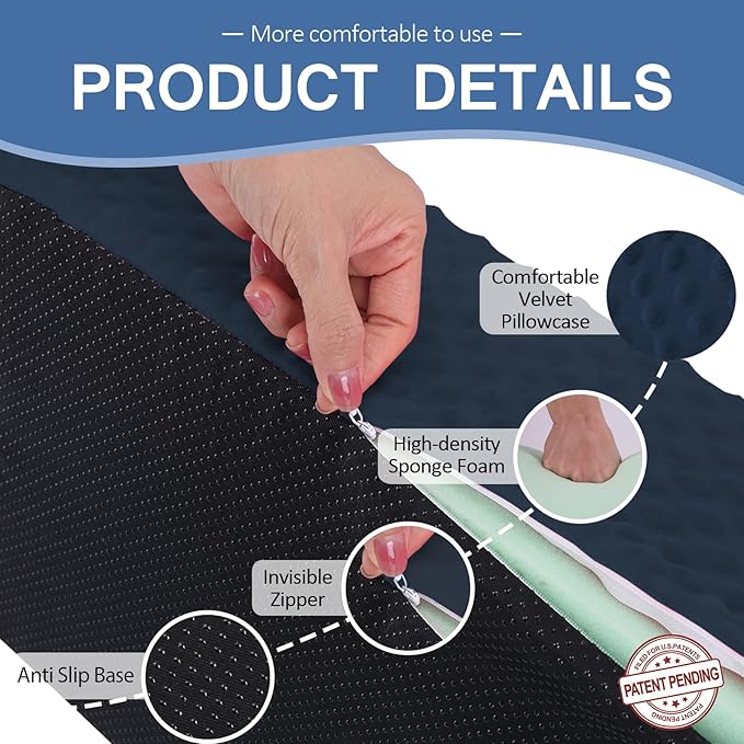 Wedge Pillow for Side Sleeping, Body Positioning Foam Wedge Pillow, Side Wedge Pillow for Sleeping Non-Slip Back Positioning Pillow for Bed Sore Wedge (Dark Blue)