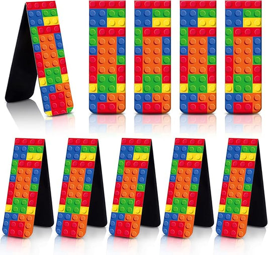 Leinuosen 36 Pcs Magnetic Bookmark, Funny Building Block Magnetic Bookmark for Kids, Boys Brick Page Book Marker Clip for Teacher, Double Sided Book Accessories for Book Lovers