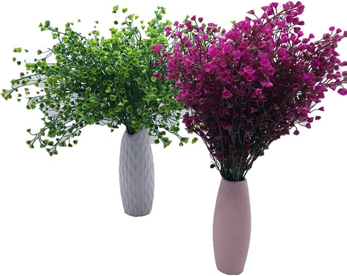 CATTREE Artificial Shrubs Bushes, Plastic Fake Green Plants for Wedding Indoor Decor Home Garden Verandah Kitchen Office Table Centerpieces Arrangements Christmas Decoration Fuchsia 4 pcs