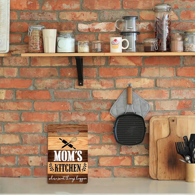 Farmhouse Kitchen Decor, Mother Gifts, Kitchen Signs Wall Decor, Mom's Kitchens Where Sweet Things Happen Wood Sign, Kitchen Gifts for Mom, Mother's Day Thank You Gifts 8 x 12 Inch
