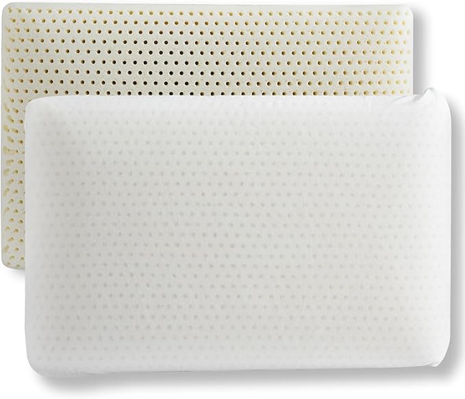 Talalay 100% Natural Premium Latex Pillow, Queen Bed Pillow with Removable Cotton Cover, Helps Relieve Pressure, Sleeping Pillow Suitable for Back and Side Sleepers and as Travel Pillow, Best Gift