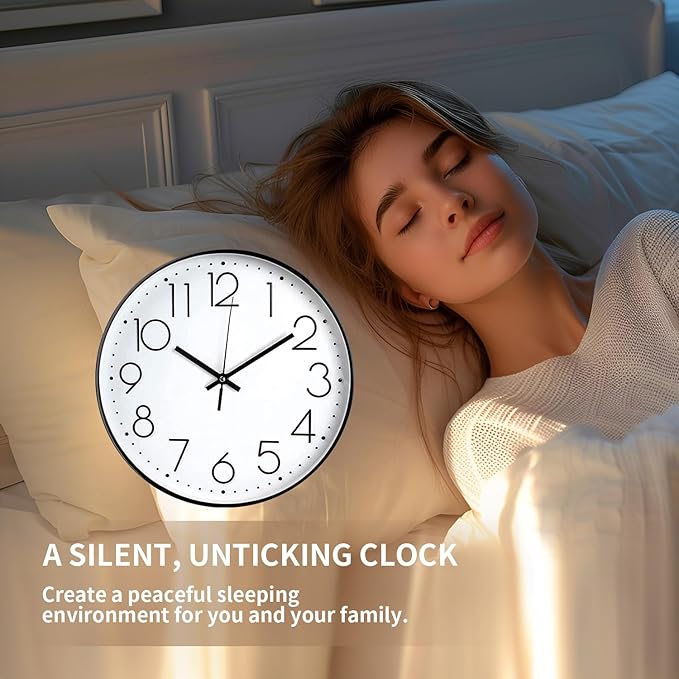 Wall Clock Silent & Non Ticking Modern Quartz Battery Operated Digital Quiet Sweep Office/Home/School/Kitchen Decor Clocks 9 Inch Frame
